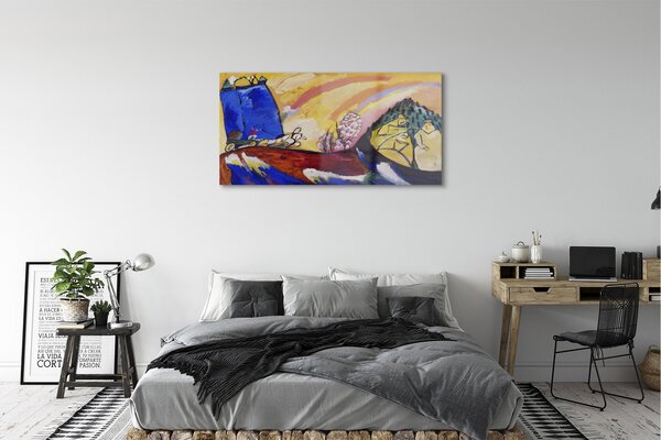 Tablouri pe sticlă peisaj rural artă abstractă