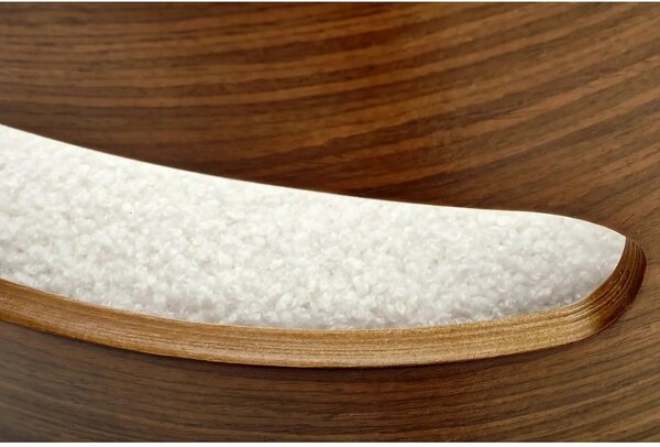 Scaun din lemn tapitat H110, crem/nuc, stofa bucle/otel, 47x43x84 cm