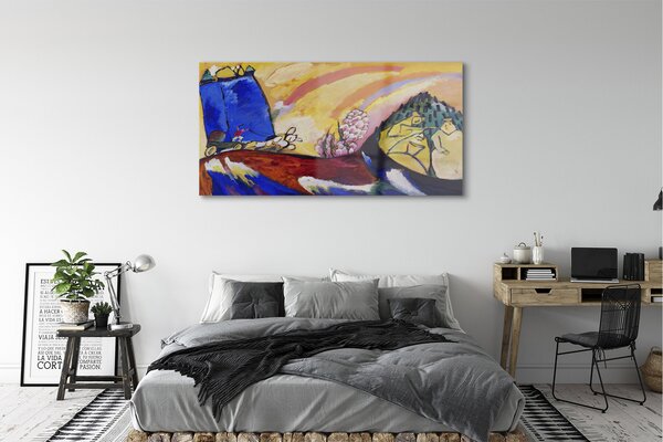 Tablouri pe sticlă peisaj rural artă abstractă