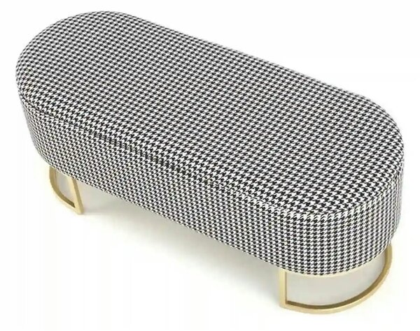 Bancheta HARMONY, negru/alb/auriu, stofa clasica/otel, 105x40x42 cm
