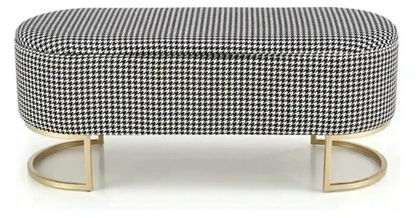 Bancheta HARMONY, negru/alb/auriu, stofa clasica/otel, 105x40x42 cm
