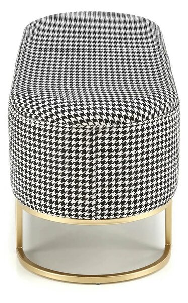 Bancheta HARMONY, negru/alb/auriu, stofa clasica/otel, 105x40x42 cm