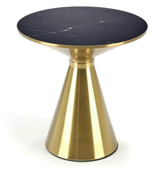 Masuta cafea TRIBECA, negru/auriu, ceramica/otel, 50x50x52 cm