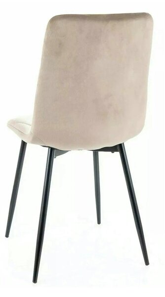 Scaun bucatarie cu spatar TOM, bej/negru, stofa catifelata/metal, 45x3