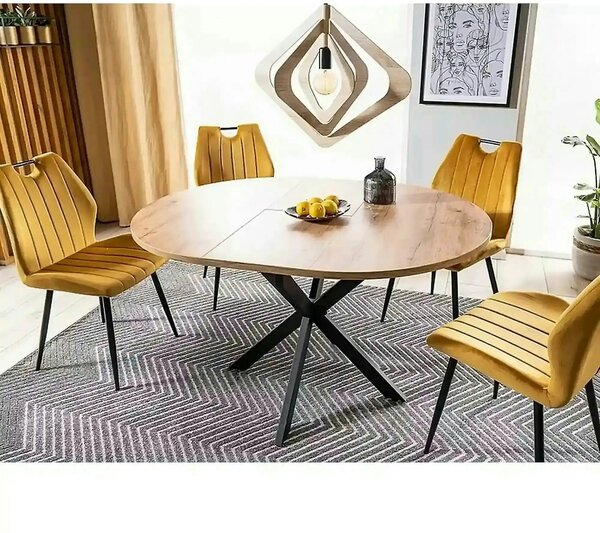 Masa extensibila pentru sufragerie GASTON, stejar/negru, 100/135x100x7