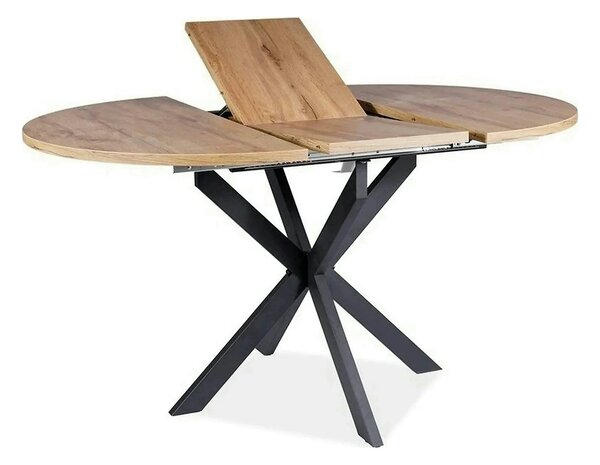 Masa extensibila pentru sufragerie GASTON, stejar/negru, 100/135x100x7