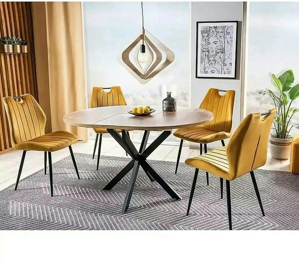 Masa extensibila pentru sufragerie GASTON, stejar/negru, 100/135x100x7