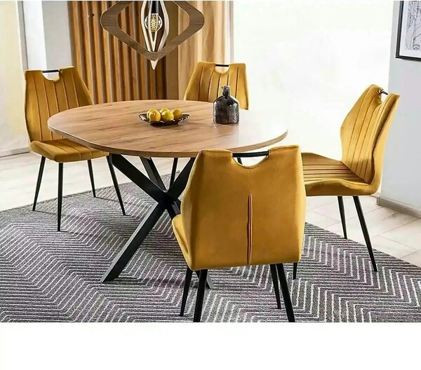 Masa extensibila pentru sufragerie GASTON, stejar/negru, 100/135x100x7