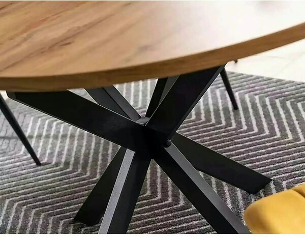 Masa extensibila pentru sufragerie GASTON, stejar/negru, 100/135x100x7