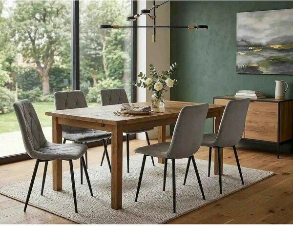 Scaun TOM, gri deschis/negru, stofa catifelata/metal, 45x39x91 cm