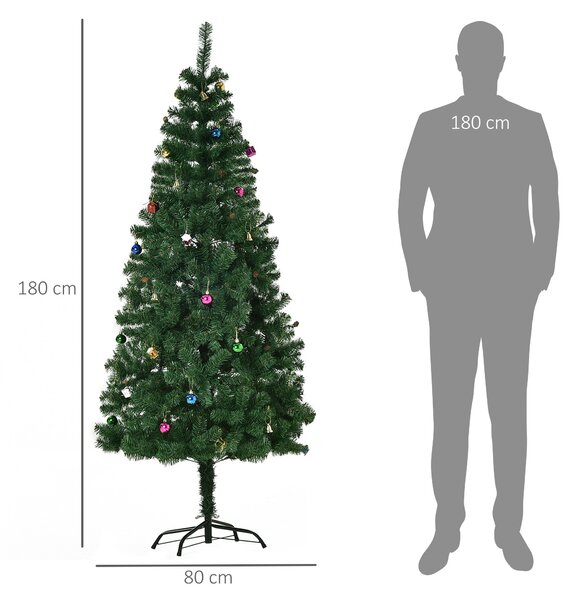 Brad de Craciun 180 cm, brad decorat, brad artificial, decoratiune de Craciun de sarbatori HOMCOM | Aosom Romania