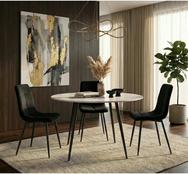 Scaun IVO, negru, stofa catifelata/metal, 45x39x91 cm