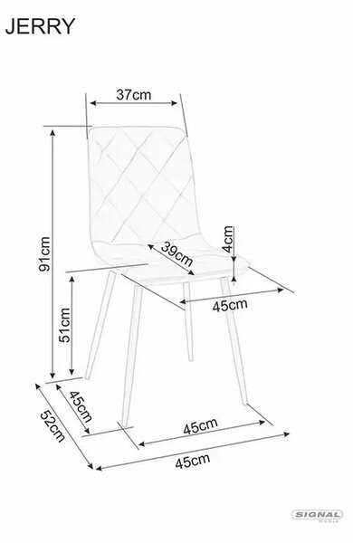 Scaun JERRY, bej/negru, stofa clasica/metal, 45x39x91 cm