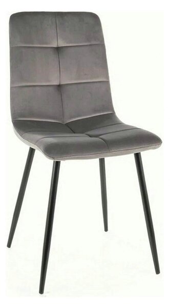 Scaun IVO, gri/negru, stofa catifelata/metal, 45x39x91 cm