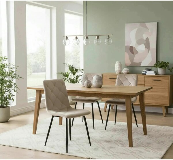 Scaun JERRY, bej/negru, stofa clasica/metal, 45x39x91 cm
