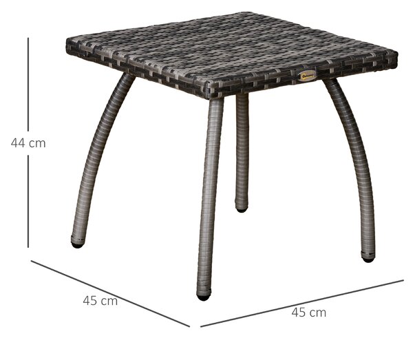 Masa Outsunny din Ratan sintetic pentru Exterior, Gradina, Terasa Impermeabilă Gri 45x45x44cm | Aosom Romania