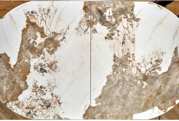 Masa moderna extensibila ROBINSON, bej/cappuccino, ceramica, 160/200x9