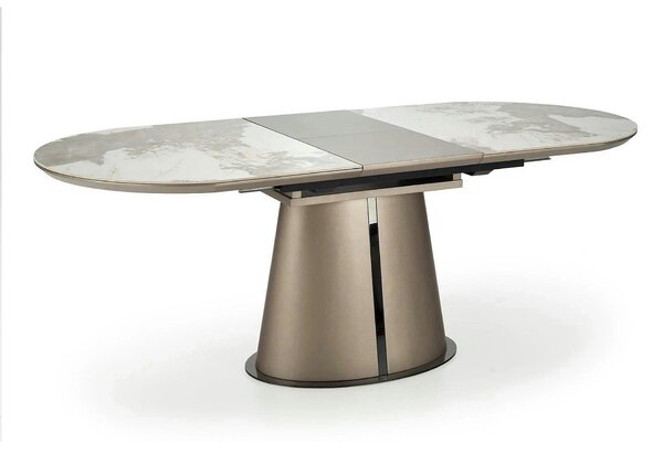 Masa moderna extensibila ROBINSON, bej/cappuccino, ceramica, 160/200x9