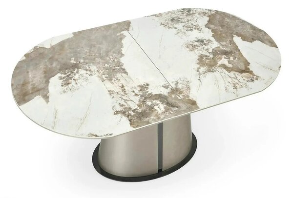 Masa moderna extensibila ROBINSON, bej/cappuccino, ceramica, 160/200x9