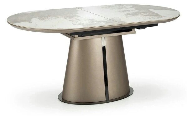 Masa moderna extensibila ROBINSON, bej/cappuccino, ceramica, 160/200x9