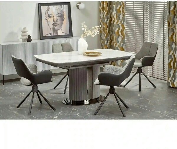Masa extensibila DANCAN, alb/gri, 160-220x90x76 cm