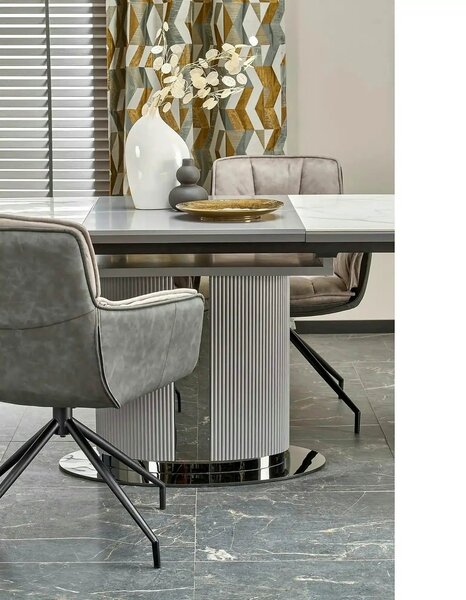 Masa extensibila DANCAN, alb/gri, 160-220x90x76 cm