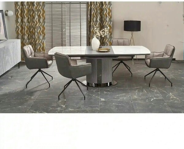 Masa extensibila DANCAN, alb/gri, 160-220x90x76 cm