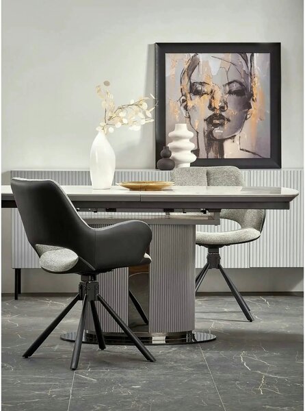 Masa extensibila DANCAN, alb/gri, 160-220x90x76 cm