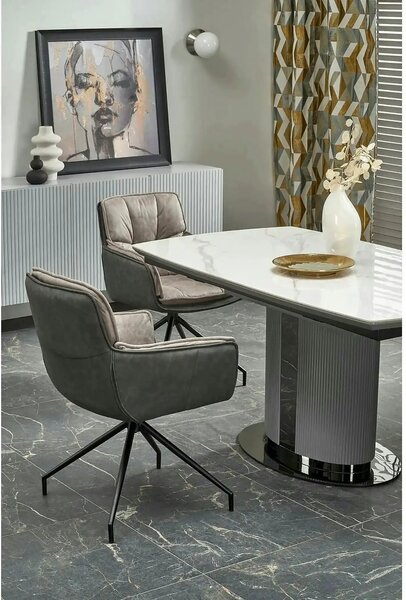 Masa extensibila DANCAN, alb/gri, 160-220x90x76 cm