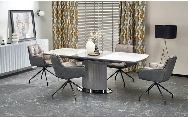 Masa extensibila DANCAN, alb/gri, 160-220x90x76 cm