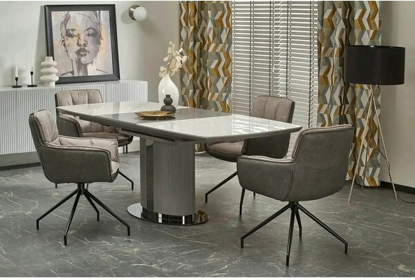 Masa extensibila DANCAN, alb/gri, 160-220x90x76 cm