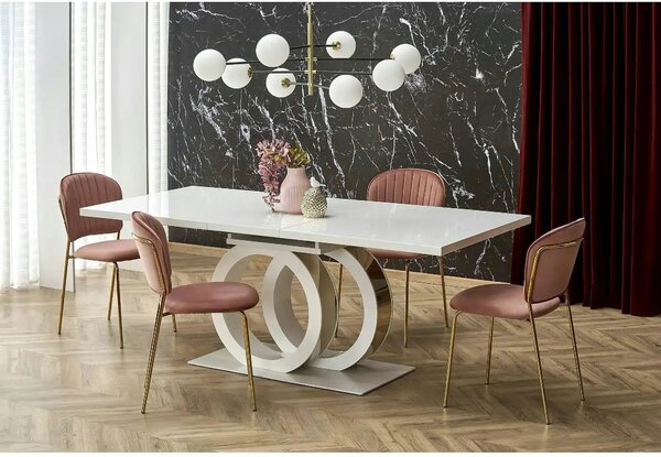 Masa alba dining GALARDO, extensibila, 160/200x90x77 cm