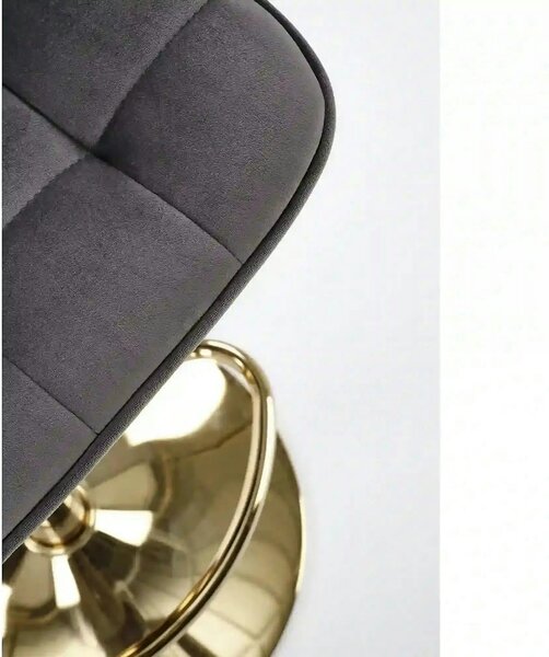Scaun bar H120, gri/auriu, stofa catifelata/metal, 43x44x84/106 cm
