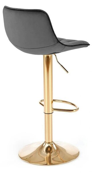Scaun bar H120, gri/auriu, stofa catifelata/metal, 43x44x84/106 cm