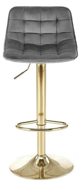 Scaun bar H120, gri/auriu, stofa catifelata/metal, 43x44x84/106 cm