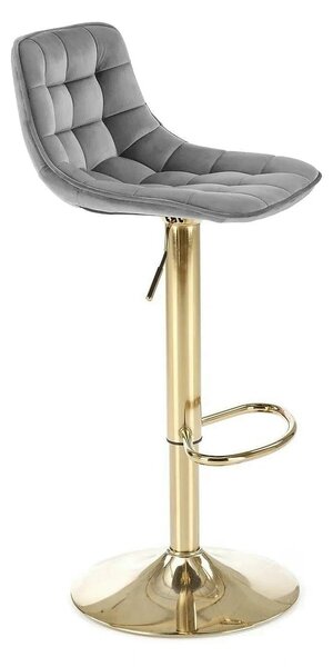 Scaun bar H120, gri/auriu, stofa catifelata/metal, 43x44x84/106 cm