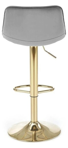 Scaun bar H120, gri/auriu, stofa catifelata/metal, 43x44x84/106 cm