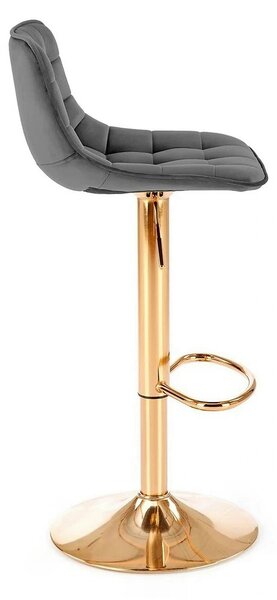 Scaun bar H120, gri/auriu, stofa catifelata/metal, 43x44x84/106 cm