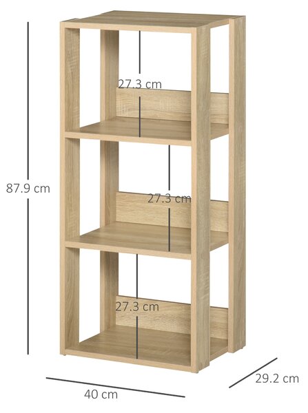 Biblioteca din lemn cu 3 rafturi, 40x29.2x87.9cm HOMCOM | Aosom RO