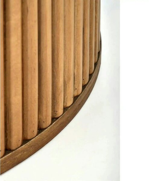 Masa BRUNO, alb cu efect de marmura/nuc, 120x120x76 cm