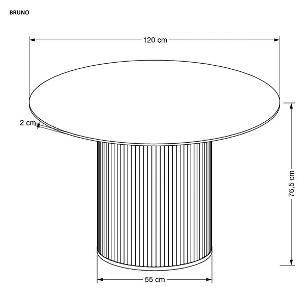Masa BRUNO, alb cu efect de marmura/nuc, 120x120x76 cm