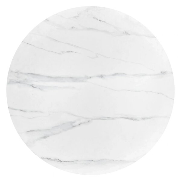 Masa BRUNO, alb cu efect de marmura/nuc, 120x120x76 cm
