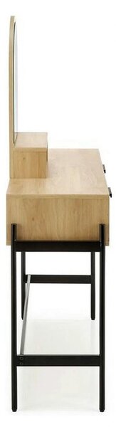 Masa de toaleta CARMEN, stejar natural/negru, PAL melaminat/rattan, cu