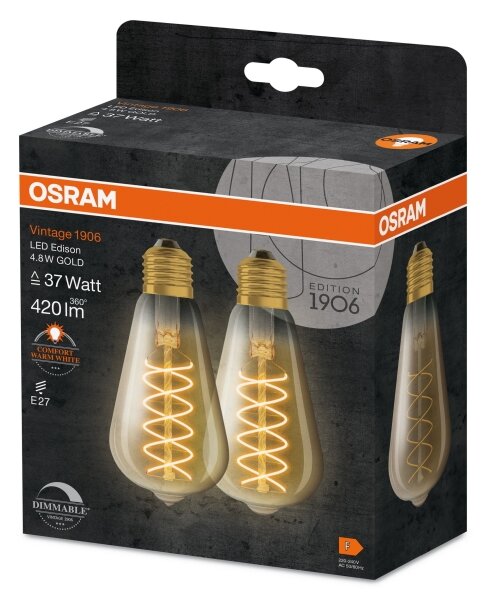 Set de 2 becuri LED dimabili VINTAGE FILAMENT E27/7,8W/230V 1800K - Osram