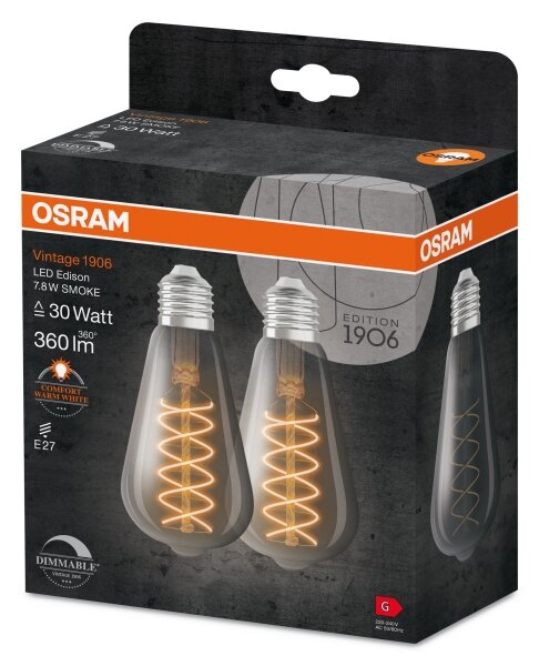 Set de 2 becuri LED dimabile VINTAGE FILAMENT E27/4,8W/230V 2200K - Osram