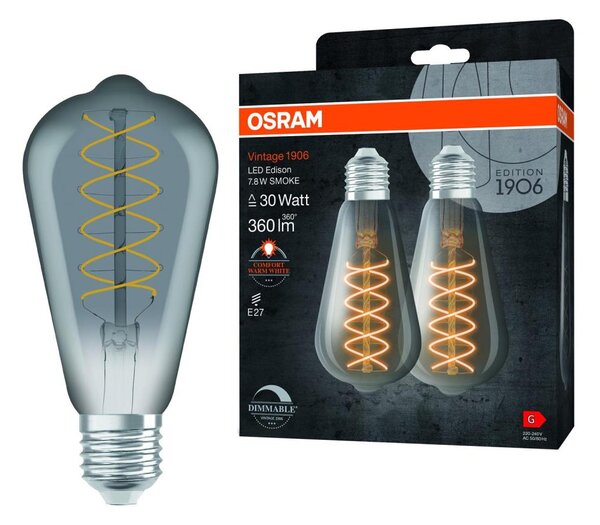 Set de 2 becuri LED dimabili VINTAGE FILAMENT E27/7,8W/230V 1800K - Osram