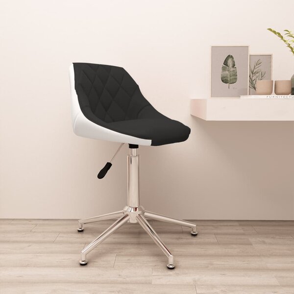 Scaun de birou pivotant, negru și alb, piele ecologică