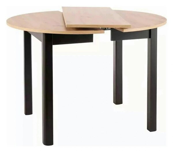 Masa extensibila DANTE, stejar artisan/negru mat, PAL laminat, 102/142