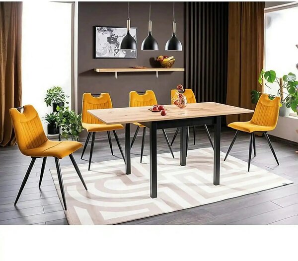 Masa extensibila FLIP, stejar artisan/negru, PAL laminat, 80/160x80x78