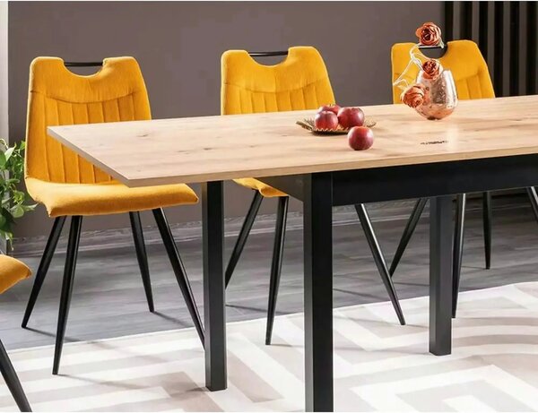 Masa extensibila FLIP, stejar artisan/negru, PAL laminat, 80/160x80x78